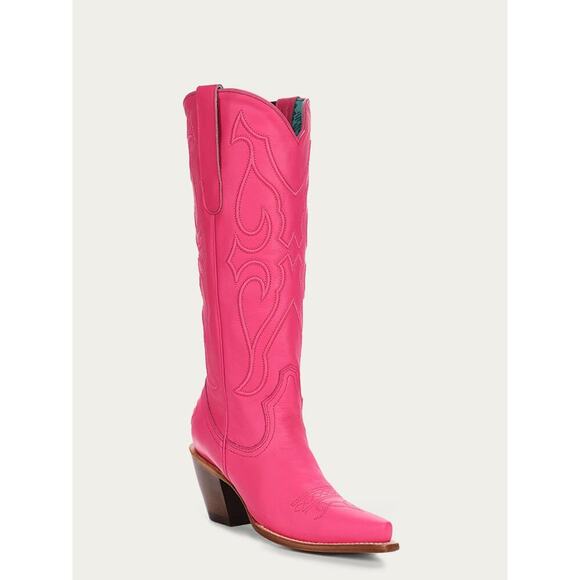 CORRAL Women’s Fuchsia EMBROIDERY TALL TOP SNIP TOE COWBOY WESTERN BOOTS | NEW! - Picture 1 of 16